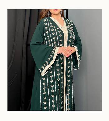 Green Kaftan Georgette Embroidered Stone work Stitched Dress Party Wear Wedding Dresses 3
