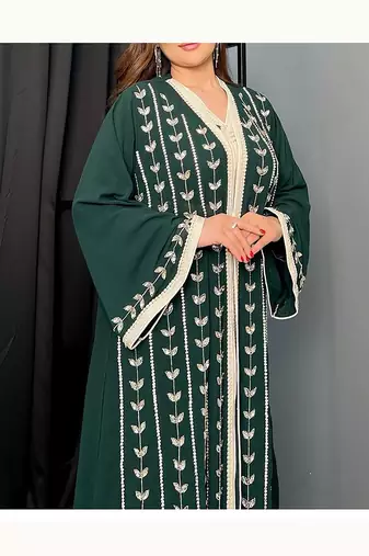 Green Kaftan Georgette Embroidered Stone work Stitched Dress Party Wear Wedding Dresses