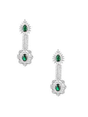 Women rhodium-plated cz stone green drop shaped earing 3