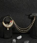 24ct gold-plated marathi stone studded with chain nose ring