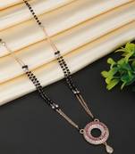 Silver-plated circle shape stone-studded traditional mangalsutra