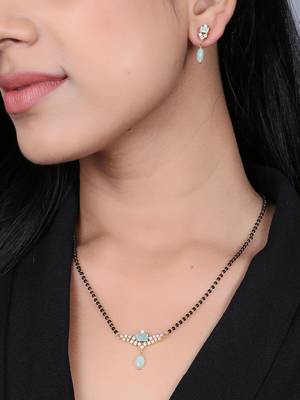 Gold-plated stone-studded pearl beaded traditional mangalsutra 2