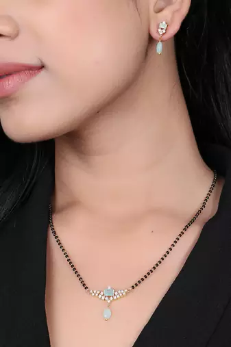 Gold-plated stone-studded pearl beaded traditional mangalsutra