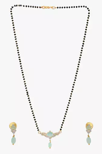 Gold-plated stone-studded pearl beaded traditional mangalsutra