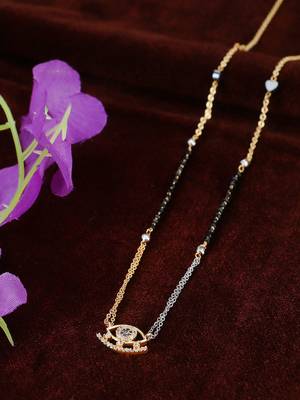 Gold-plated eye shape stone-studded traditional mangalsutra 1