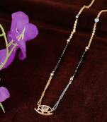 Gold-plated eye shape stone-studded traditional mangalsutra