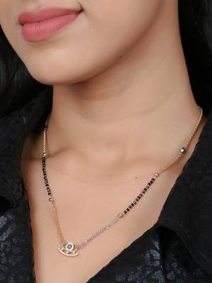 Gold-plated eye shape stone-studded traditional mangalsutra 2