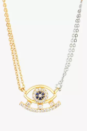 Gold-plated eye shape stone-studded traditional mangalsutra