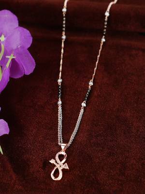 Rose gold-plated s-arrow shape stone-studded traditional mangalsutra 1