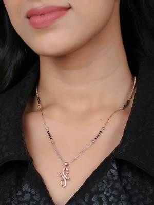 Rose gold-plated s-arrow shape stone-studded traditional mangalsutra 2