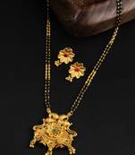 Gold-plated stone-studded with golden pearls traditional mangalsutra