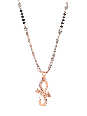 Rose gold-plated s-arrow shape stone-studded traditional mangalsutra 4