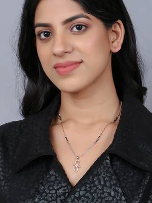 Rose gold-plated s-arrow shape stone-studded traditional mangalsutra 5