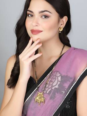 Gold-plated stone-studded with golden pearls traditional mangalsutra 5