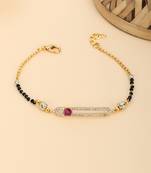 Women gold plated stone-studded traditional mangalsutra bracelet