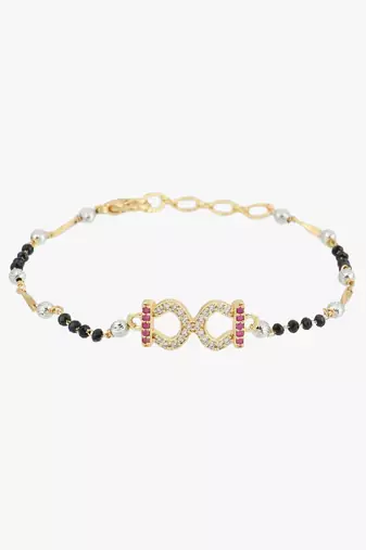 Women gold plated stone-studded traditional mangalsutra bracelet