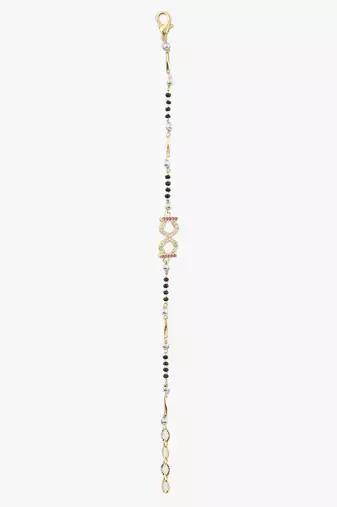Women gold plated stone-studded traditional mangalsutra bracelet
