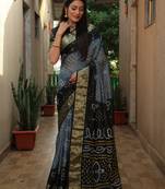 Women Black Bandhani Design And Bandhej Silk For Zari Weaving Rich Pallu Saree With Blouse For Women