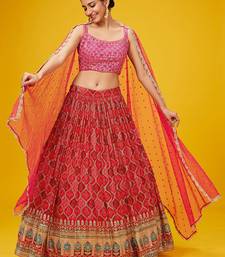 Fascinating Red Sequins Georgette Wedding Wear Lehenga Choli