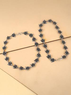 Silver-plated stone-studded handcrafted anklets 1