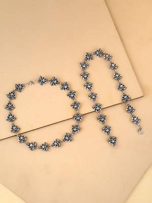 Silver-plated stone-studded handcrafted anklets 1