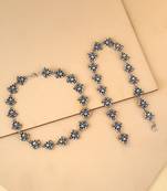 Silver-plated stone-studded handcrafted anklets