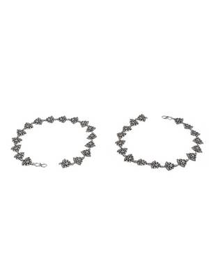 Silver-plated stone-studded handcrafted anklets 3