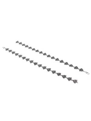 Silver-plated stone-studded handcrafted anklets 4