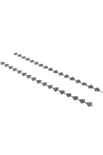 Silver-plated stone-studded handcrafted anklets