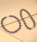 Silver-plated stone-studded handcrafted anklets