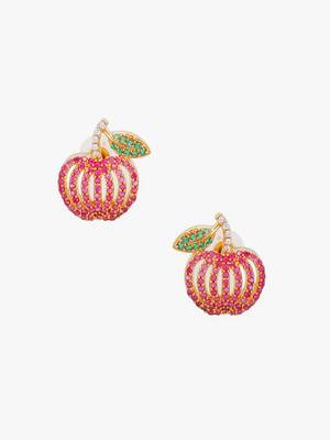 Women gold-plated stone studded pendent and earrings set 4