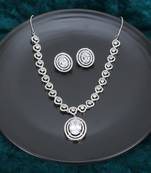 Women rhodium-plated ad stone-studded jewellery set