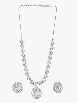 Women rhodium-plated ad stone-studded jewellery set 3