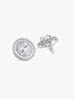 Women rhodium-plated ad stone-studded jewellery set 4