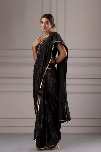 Ethnic Motifs Embellished Beads & Stones Satin Saree