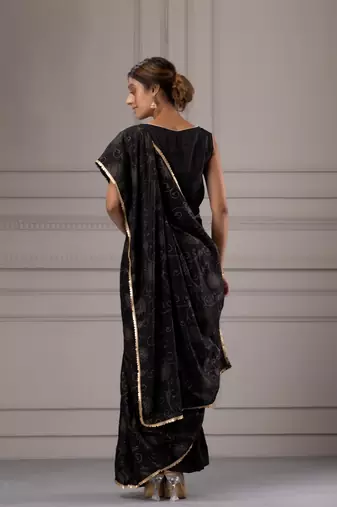 Ethnic Motifs Embellished Beads & Stones Satin Saree