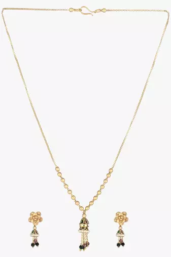 Gold-plated with white pearls golden bedded minimal necklace