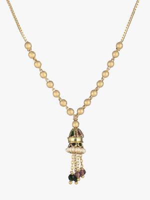 Gold-plated with white pearls golden bedded minimal necklace 4