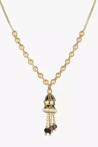 Gold-plated with white pearls golden bedded minimal necklace