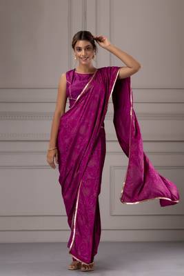 Ethnic Motifs Printed Satin Saree 3