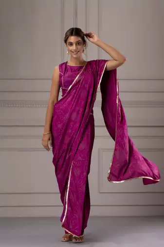 Ethnic Motifs Printed Satin Saree