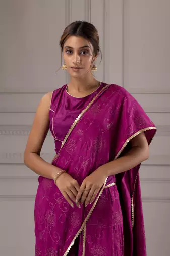 Ethnic Motifs Printed Satin Saree