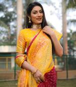 Women Maroon Kanjivaram Bandhej Silk And Zari Weaving Border With Rich Pallu Saree With Blouse For Women