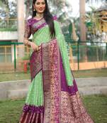 Women Green Kanjivaram Bandhej Silk And Zari Weaving Border With Rich Pallu Saree With Blouse For Women