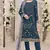 Teal embroidered faux georgette semi stitched salwar suit