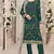 Teal green embroidered faux georgette semi stitched salwar suit