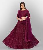 Captivating Maroon Heavy Thread and Sequins Net Bridesmaid Lehenga Choli
