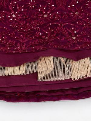 maroon heavy thread and sequins net lehenga set choli with dupatta 6