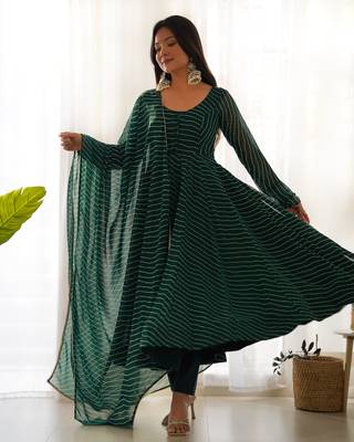 Pure Fox Georgette Laheriya Print Fabric Fully Flair Anarkali, With Dupatta And Pent 3