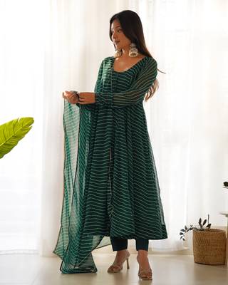 Pure Fox Georgette Laheriya Print Fabric Fully Flair Anarkali, With Dupatta And Pent 5